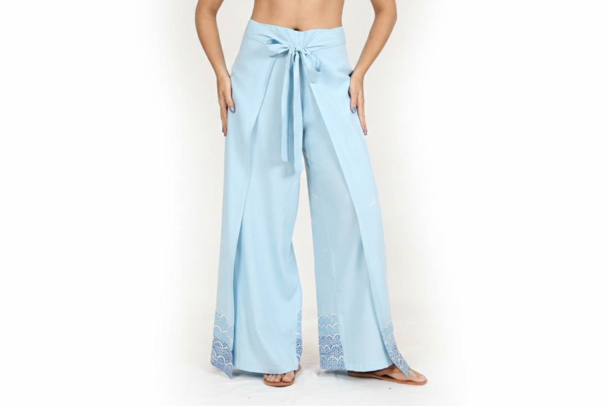 Calça Feminina Pantalona Azul – Elegante, Leve e Confortável