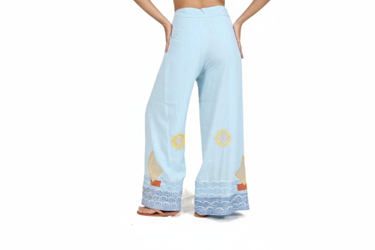 Calça Feminina Pantalona Azul – Elegante, Leve e Confortável - Imagem 2