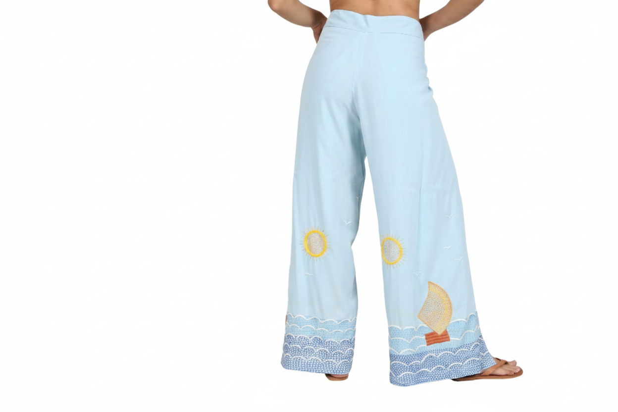 Calça Feminina Pantalona Azul – Elegante, Leve e Confortável - Imagem 4