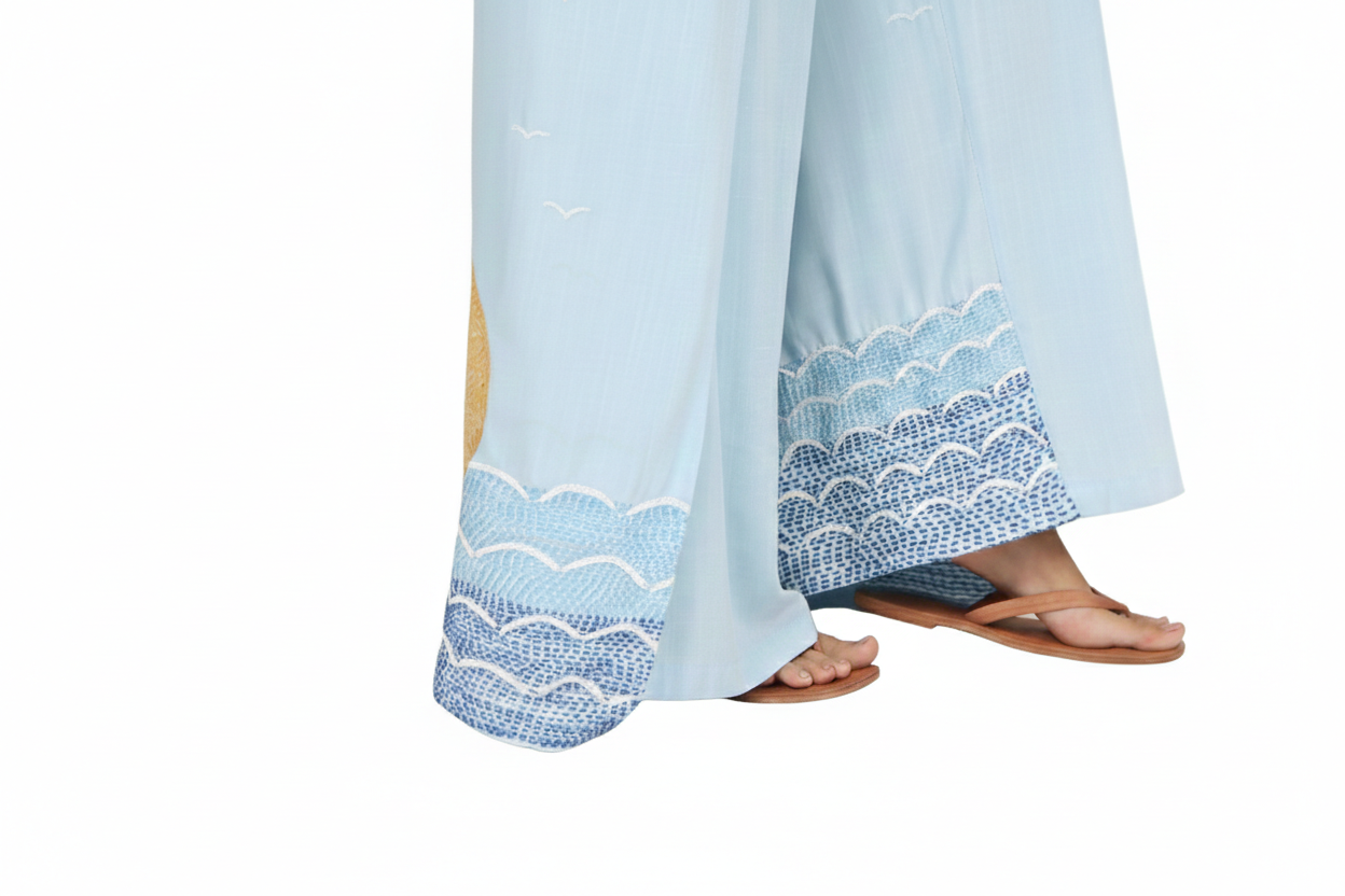 Calça Feminina Pantalona Azul – Elegante, Leve e Confortável - Imagem 5