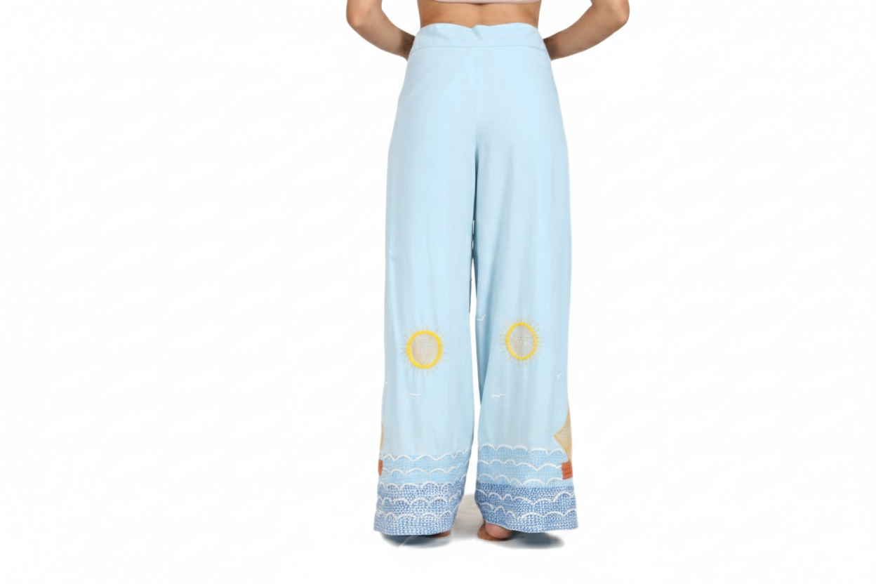 Calça Feminina Pantalona Azul – Elegante, Leve e Confortável - Imagem 6