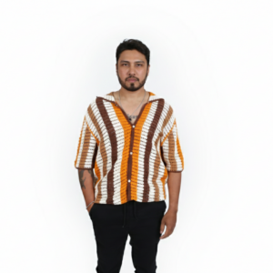 Kimono Artesanal em Crochê Listrada – Estilo Conforto Casual